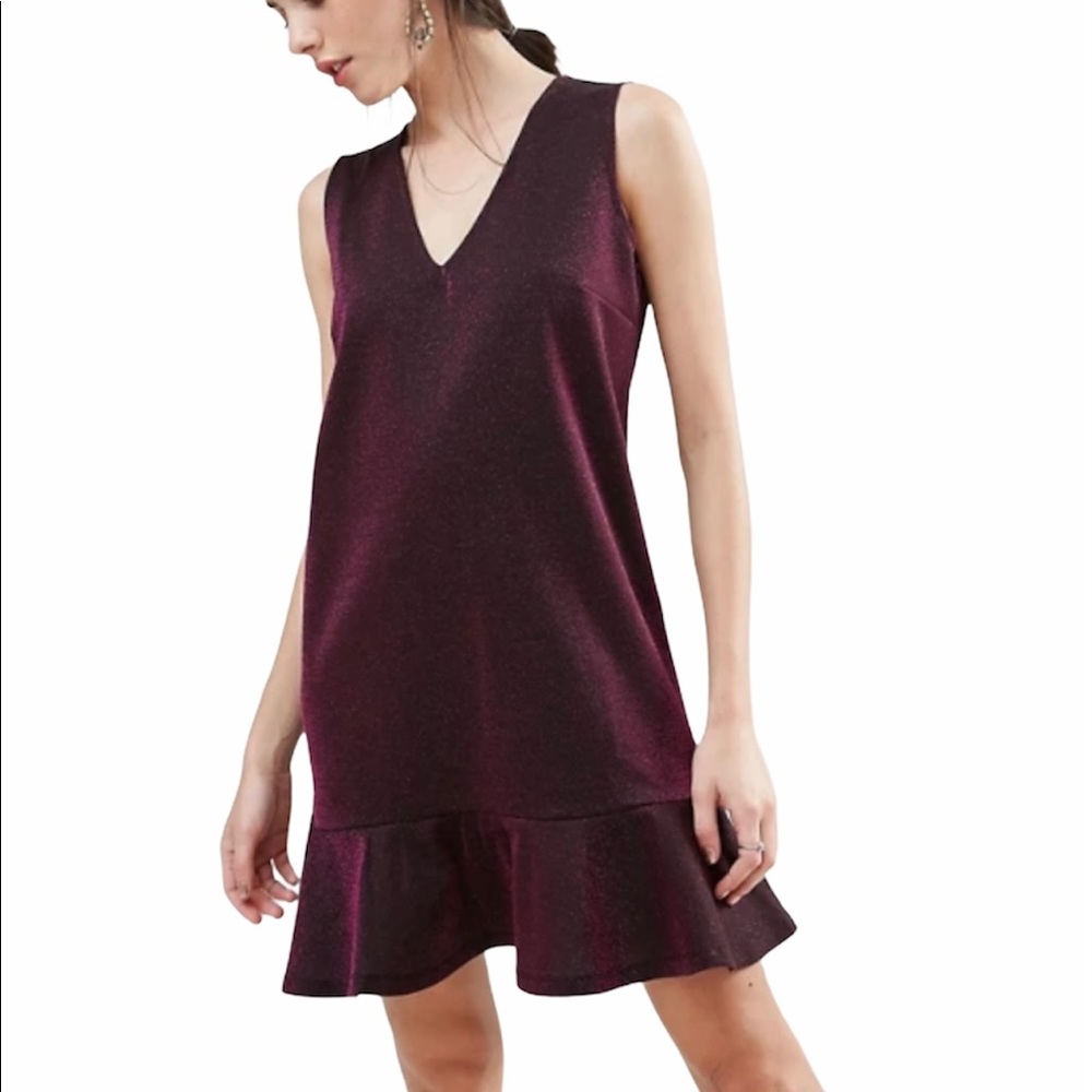ASOS Metallic Dress with Pep Hem